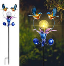 VCUTEKA Solar Lights Outdoor Metal Garden Stake Waterproof Crackle Glass Globe Garden Decor Blue Jay Bird for Pathway, Lawn, Patio, Yard by GreenHaven Gardens