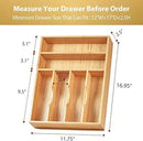Umilife Kitchen Drawer Organizer, 12 Inch Silverware Utensil Tray Holder, Extra Deep, with Non-Slip Feet & Grooved Drawer Divider, 6 Slots Total Bamboo Wood Caddy for Flatware Cutlery Knives by CozyNest Decor