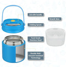 2 - in - 1 Soup Thermo for Hot Food 14oz with Snack Box Container Leak Proof Insulated Lunch Container Kids and Adults Stainless Steel Double Wall Vacuum Wide-mouth Thermal with Spoon and Handle by TinyTreasures Baby Boutique