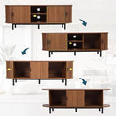 62" Tambour Door TV Stand,Wood Mid Century Modern TV Cabinet for Up to 70“ TV,Curved Edge Long TV Stand with Storage for Bedroom Living Room(Walnut, 62.2inch) by CozyNest Decor