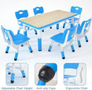 Kids Study Table and 6 Chairs Set,Height Adjustable Table and Chairs for Children and Toddlers,47.2"X23.6"Graffiti Desktop,Suitable for Daycare,Classrooms, Home by CozyNest Decor