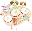 Drum Set - 9 in 1 Musical Instruments for for Toddlers 3+, Wooden Montessori Toys for Boy & Girls Easter Birthday Gifts, Musical Drum Set with Xylophone for Kids 3 4 5 6 by TinyTreasures Baby Boutique