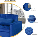 3 in 1 Sleeper Sofa Beds, Futon Sofa Bed for Living Room with Side Pocket, Sleepers Couch with Pullout Bed, Convertible Love Seat Sleepers Couch for Living Room, Bedroom, Small Space, Blue by CozyNest Decor