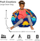 Posh Creations Bean Bag Chair for Kids, Teens, and Adults Includes Removable and Machine Washable Cover, Canvas Dinos on Blue, 38in - Large by TinyTreasures Baby Boutique