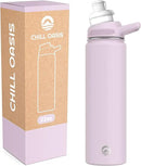Chill Oasis Water Bottle | Compatible With Popular Flavor Cartridges | BPA Free, Leak Proof, Double-Walled Vacuum Insulated Stainless Steel, and Dishwasher Safe | Cold for 24 Hours (Lavender, 22oz) by CozyNest Decor