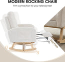 NIOIIKIT Nursery Rocking Chair, Corduroy Upholstered Rocking Chair with Adjustable Footrest, Tufted Rocker Chair with Side Pocket, Glider Rocker for Living Room, Bedroom (Cream Retro) by TinyTreasures Baby Boutique