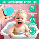 Baby Hair Brush and Comb Set, 4Pcs Baby Soft Bristles Hairbrush Cradle Cap Brush Hair Comb for Newborns Toddlers Boys Girls (Green) by TinyTreasures Baby Boutique