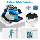 HONEY JOY 4-in-1 Baby Walker, Activity Push Walker w/3 Adjustable Heights, Smooth Wheels w/Adjustable Speed, Padded Seat, Music & Light, Foldable Car Walker for Baby Boys Girls Age 6 Months+ (Blue) by TinyTreasures Baby Boutique
