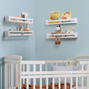 Fun Memories Nursery Book Shelves - Rustic Natural Solid Wood Floating Bookshelf for Kids - Wall Book Shelves for Kids Room (White, 24inch - 4P) by TinyTreasures Baby Boutique