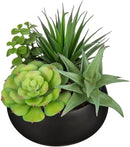 Fake Plants Artificial Succulents in Pots Faux Succulent Arrangement Potted Plant with Black Ceramic Pot for Home Decor Modern Office Desk Bathroom Shelf Living Room Indoor & Outdoor Decoration by GreenHaven Gardens