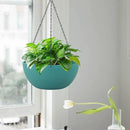 10 inch Hanging Planters for Outdoor Indoor Plants with Drainage Holes and Chain, 2 Pack Round Hanging Flower Pots for Garden Home Porch Decor, Blue Green by GreenHaven Gardens