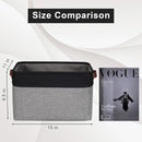 Storage Bins Large Fabric Storage Baskets for Shelves 3 Pack, Decorative Linen Closet Baskets with Handles for Organizing, Shelf, Clothes, Home, Office, 15x11x9.5Inches (Grey&Black) by TinyTreasures Baby Boutique