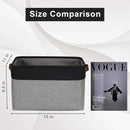 Storage Bins Large Fabric Storage Baskets for Shelves 3 Pack, Decorative Linen Closet Baskets with Handles for Organizing, Shelf, Clothes, Home, Office, 15x11x9.5Inches (Grey&Black) by CozyNest Decor