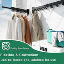 Wall Mount Clothes Drying Rack, Wall Mounted Drying Rack, Upgraded 3-Fold & Sturdy Laundry Drying Rack with 12 Dual-Side Hooks Space Saver for Laundry Room, Apartment, Dorms - Black by CozyNest Decor