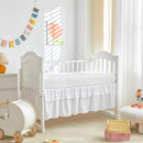 Mini Crib Bedding Set 3 Pieces Baby Boho Quilted Tufted Ruffles Comforter with Fitted Sheet and Ruffled Bed Skirt - Cute Shabby Baby Bedding Fits Mini Crib Only White by TinyTreasures Baby Boutique