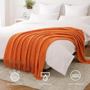 MIULEE Burnt Orange Knitted Throw Blanket for Couch Boho Textured Cozy Woven Blanket with Tassels for Sofa Chair Bed Living Room Fall Home Decor Farmhouse Acrylic Wave Pattern 50"x60" by CozyNest Decor