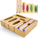 Individual Storage Bag Organizer for Kitchen Drawer, Bamboo with Foil and Plastic Wrap Organizer for Kitchen Organizers and Storage, for Gallon, Quart, Sandwich, Snack by CozyNest Decor