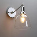 PERMO Industrial Vintage Wall Sconce Chrome Wall Sconce with 6.7" Oval Dome Clear Glass Shade Light Lamp Fixture by CozyNest Decor