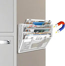 3-Tier Magnetic File Holder, No Drilling Installation File Cabinet Organizer, White Magnetic File Organizer, Magazine Rack, Magnetic Paper Holder for Refrigerator, File Cabinets,White by CozyNest Decor