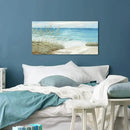 Beach Sea Canvas Wall Art: Coastal Reed Hand Painting Abstract Blue Ocean Sailboat Nautical Picture Modern Seascape Grass Path Artwork Decor for Living Room Bathroom Bedroom by CozyNest Decor