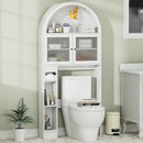 Over The Toilet Storage Cabinet, 31''W Arched Space-Saving Bathroom Organizer with Adjustable Shelf and Acrylic Doors, Freestanding Over Toilet Cabinet for Bathroom, Laundry, Restroom (White) by CozyNest Decor