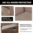 PrinceDeco Velvet Sofa Cushion Covers, Stretch Couch Cushion Covers for Individual Seat Couch Slipcover Sets Furniture Protector for Loveseat Sofa Cushion Width Up to 29.5", Taupe by CozyNest Decor