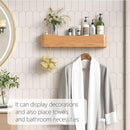 Coat Rack Wall Mount with Hidden Hooks Entryway Hanging Shelf Modern Wood Coat Hanger for Bedroom Kitchen Hallway Bathroom (Oak, 20.9 Inch Long) by CozyNest Decor