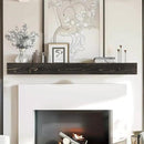 60x8x3 Fireplace Mantel - Handcrafted Hollow Rustic Solid Wood Wall Mounted Floating Shelf with Invisible Heavy Duty Wood Bracket (Weathered Black) by CozyNest Decor