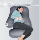 MOON PARK Pregnancy Pillows for Sleeping - U Shaped Full Body Maternity Pillow with Removable Cover - Support for Back, Legs, Belly, HIPS - 65 Inch - Dark Grey - Cooling Cover by TinyTreasures Baby Boutique