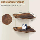 Corner Shelf Wall Mount, Floating Corner Shelves, Set of 2 Corner Wall Shelf Organizer, Rustic Wood Wall Storage Display Shelves for Living Room Bedroom Bathroom Kitchen, Rustic Brown by CozyNest Decor