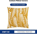 HWY 50 Yellow Decorative Throw Pillow Covers 18x18 Inch (1 Piece), Embroidered Cotton Farmhouse Cushion Cover Pillow Case for Sofa Couch Living Room Bed, Texture by CozyNest Decor