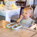 Travel Silicone Portable Feeding Supplies - Toddler Suction Plates, Silicone Baby Spoon & Fork, Lightweight Foldable Bib & Waterproof Storage Bag - 6 Piece Set by TinyTreasures Baby Boutique