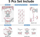 Personalized Nursery Bedding Set, 5 Pcs Custom Crib Sets, Soft Baby Girl Set with Name, Double Layer Elephant Infant Bedding Set Customized Gifts for Toddlers by TinyTreasures Baby Boutique