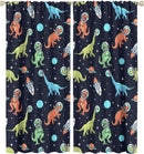 Cartoon Dinosaur Curtains for Kids Boys Girls Home Decor, Astronaut Rocket Funny Outer Space Blackout Rod Pocket Window Drapes for Bedroom Living Room W27.5xL63in 2 Panels by TinyTreasures Baby Boutique