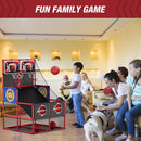 2 in 1 Dual Shot Basketball Arcade Game with 2 Dart Boards/Electronic Scoreboard/LED Light, Kids Basketball Hoop for Home Indoor Outdoor, Sport Toys Gifts for Boys Girls by TinyTreasures Baby Boutique