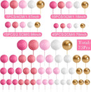 75 Pieces Cake Balls Topper Decorations Foam Cupcake Topper Mini Balloon Balls Cake Picks for Deco Birthday Party Wedding（Pink White Gold Series） by TinyTreasures Baby Boutique