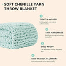 L'AGRATY Chunky Knit Blanket Throw: 50''x60'' Chenille Chunky Knitted Throw Blanket for Bed Couch - Handmade Thick Big Cable Knit Blanket - Large Crochet Rope Blanket for Home Decor(Mint Green) by CozyNest Decor