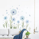 Dandelion Flower Butterfly Wall Decals Blue Dandelion Plants Floral Wall Stickers Peel and Stick Vinyl Wall Art Decor for Living Room Bedroom Office TV Sofa Backdrop Home Decor Gifts for Mom by CozyNest Decor