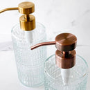 Lunestella Elegant Fluted Glass Dispenser with Stainless Steel Pump, 17oz, Decorative Bottle for Bathroom and Kitchen (Copper) by CozyNest Decor