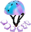 Kids Bike Helmet with DIY Stickers and Knee Pads Elbow Pads Wrist Guard Set for Ages 3-8-14 Toddler Boys Girls Helmet for Roller Skates Cycling Skateboarding Bicycle Scooter by TinyTreasures Baby Boutique