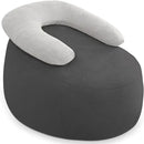 HABUTWAY Bean Bag Chair with U-Shaped Pillow for Adult and Kids Big BeanBag Chair with Filling Ultra Soft Teddy Fleece Couch Chair with Washable Cover for Living Room Bedroom, Dark Grey & Light Grey by CozyNest Decor