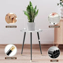 Plant Stand Indoor, Mid Century Wood Plant Stand Grey Plant Table for Flower Pots, Heavy Duty Metal Tall Plant Holder, Modern Home Decor Small Round Side End Table (11.8"x16") by GreenHaven Gardens