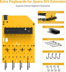 JUNNUJ Large Pegboard Power Tool Organizer with Charging Station, 8 Drills Driver and Tools Battery Holder Wall Mount with 8 Outlet Power Strip, Yellow 3-Layer Shop Garage Storage Utility Rack by GreenHaven Gardens
