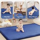 Baby Play Mat for Floor,1.3" Thick Memory foam Tummy Time Mat for Toddlers,Infants,kids,Water-Repellent Soft Nursery Rug ,79"×79" Extra Large Non Slip for Crawling&Yoga,Tatami Style for Living Room(Royal Blue) by TinyTreasures Baby Boutique