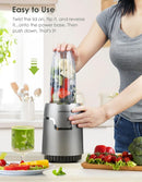 Smoothie Blender, 1100W Personal Blender for Shakes and Smoothies, Blenders and Grinder Combo for Kitchen with 2 * 22 Oz To-Go Cup and Lid for Protein Shake, Baby Food, Frozen Drink by TinyTreasures Baby Boutique
