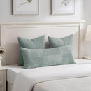 Fancy Homi 2 Packs Grey Blue Decorative Throw Pillow Covers 22x22 Inch for Couch Bed Sofa, Rustic Farmhouse Boho Home Decor, Soft Corss Corduroy Patchwork Accent Square Cushion Case 55x55 cm by CozyNest Decor