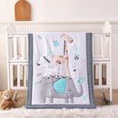 Wowelife Mini Crib Bedding Set Boy, 3 Piece Baby Bedding Set Nursery Bedding Set Elephant, Giraffe, Zebra Breathable Soft for Baby Boy with Comforter, Crib Fitted Sheet and Crib Skirt, Gray by TinyTreasures Baby Boutique
