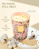 M&SENSE Extra Large Candle Rose Amber Scented, 3-Wick 35oz 150H Long Lasting, Natural Soy Wax Aromatherapy Candle for Stress Relief, Home Fragrance Housewarming Gifts Candle for Home Decor by CozyNest Decor