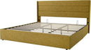 Allewie King Size Lift Up Storage Bed, Modern Wingback Headboard, Hydraulic Support, No Box Spring Needed, Olive Yellow by CozyNest Decor