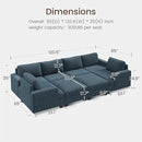 Nolany Sectional Couch with Storage Ottoman, Corduroy Sleeper Sectional Sofa with Chaise, Modular Sectional Couches for Living Room, Blue by CozyNest Decor